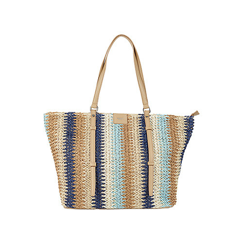 Ulrika Straw Totebag blå/multi